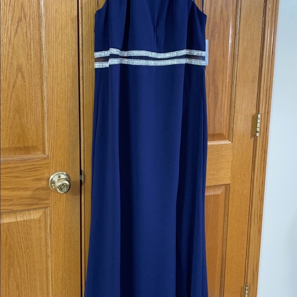 Women’s Formal Dress Sizes 20 22 Sequin Hearts Sheath Navy Embellished Gown Prom - Picture 7 of 16